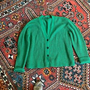 English Factory Green Cardigan Sweater